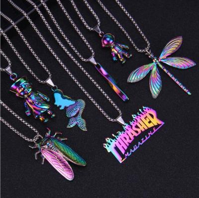 China CLASSIC Street Hip Hop Quenching Astronaut Dragonfly Accessory Necklace Mermaid Spiral Pendant for sale