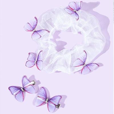 China Best Price Top Quality Butterfly Organza Scrunchies Soft Hair Ties Hair Accessories for sale