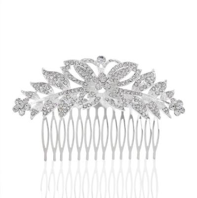 China New Fashion Handmade Silver Color Clear Crystal Rhinestones Wedding Hair Comb Hair Accessories Women Bridal Jewelry for sale