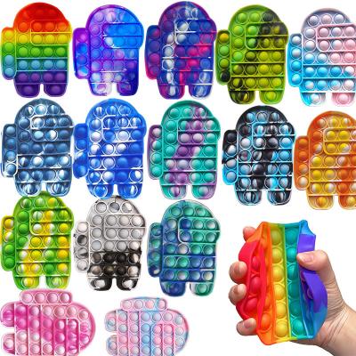 China Amongus Link Dye Noise Push Bubble Snap Sensory Rainbow Silicone Effort Release Busty Person Toy Among Us Busty Person Toy for sale