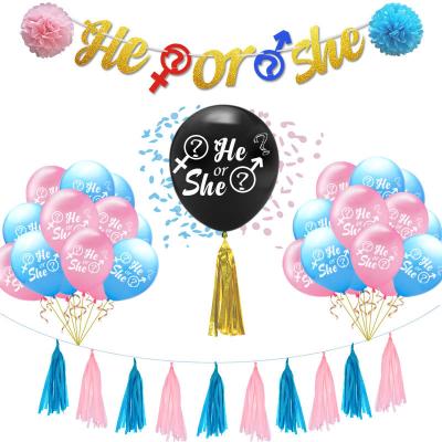 China Decorations Baby Gender Reveal Boy or Girl Party Supplies He or She Balloons Bannner Baby Shower Set Party Decorations for sale