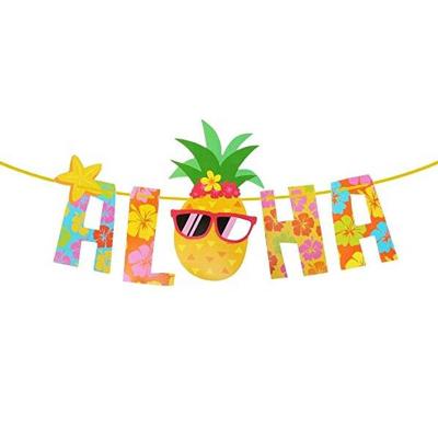 China Hawaiian Party Decor Supplies Summer Hawaii Luau Party Decoration Aloha Fruit Tropical Theme Banner Hawaii Party Decoration Pineapple for sale