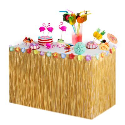 China Hawaiian Straw Tropical Leaf Decoration Set Summer Luau Party Decoration Supplies Hawaii Party Decoration Hawaii Table Skirt Flamingo Pineapple for sale