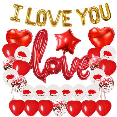 China Valentine Gift foil I love you balloon latex confetti valentines day balloon set wedding balloon wedding party supplies for sale