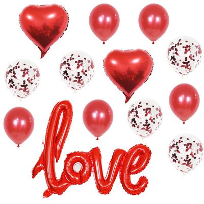 China Valentine Gift Foil Love Latex confetti balloon happy valentines day balloon valentines party balloon wedding decor for sale