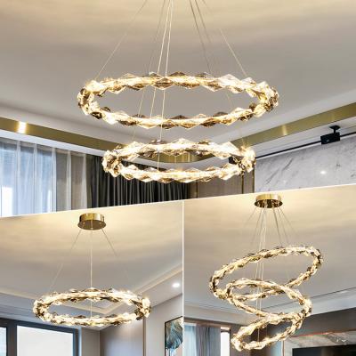 China Latest Customized HUIHANG 2023 Modern Pendant Light Round Crystal Luxury Indoor Living Room Lights Led Crystal Chandelier for sale