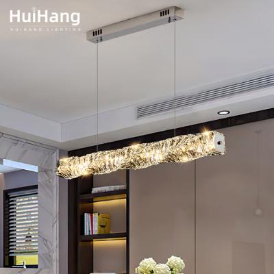 China HUIHANG Modern Scandinavian Spiral Long Crystal Kitchen Bedroom Dining Room 48w 60w 72w 90w Led Gold Pendant Light for sale