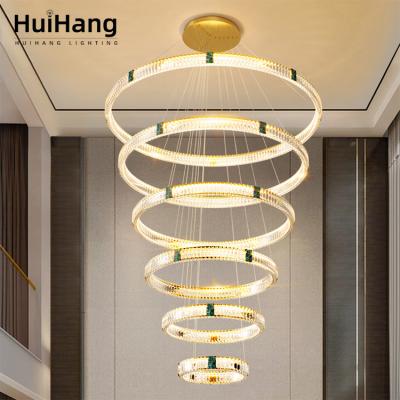 China New Design Mall Villa Hotel Decoration Large Led Pendant Lights HUIHANG Chandeliers Modern Indoor Luxury Large Staircase Customization for sale