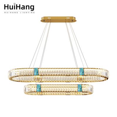 China HUIHANG Modern Hot Selling Indoor Hotel Lobby Lighting Crystal Led Chandelier Pendant Light Luxury Modern Round Hanging for sale