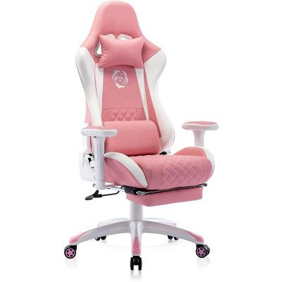 China Other PU Leather Pink Gaming Chair High Back Ergonomic Office Computer Racing Racing Chairs With Adjustable Lumbar Support And Head Pillow for sale