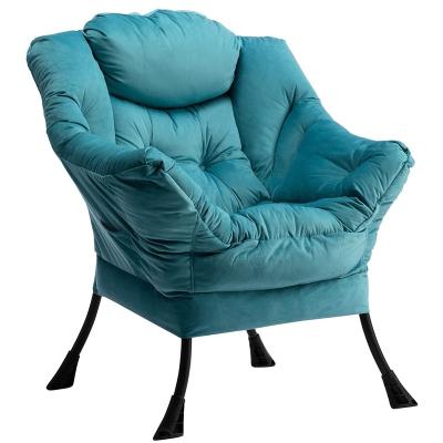 China Other Soft Comfortable Home Luxury Modern Furniture Home Furniture Living Room Sky Blue Sofa Leisure Rotatable Sofa Chair Metal Soft Chair for sale