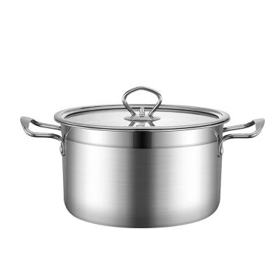 China Viable Wholesale Multifunctional Compound 304 Stainless Steel Soup Pot with Tempered Glass Lid for Household Induction Cooker for sale