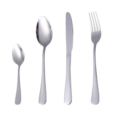 China Eco-friendly Sustainable Flatware Set Spoon Fork Easy Cleaning Knife Set Stainless Steel Spoon Set for sale