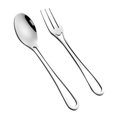 China Viable Wholesale Western Food Set Stainless Steel Tableware Stainless Steel Cavity Handle Single Steak Fork Dessert Spoon for sale