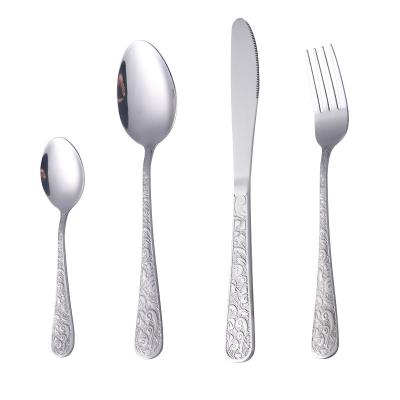 China Restaurant Knife Fork Spoon Gold Silver Cutlery Stainless Steel Flatware Gift Set Luxury Wedding Viable High Quality for sale