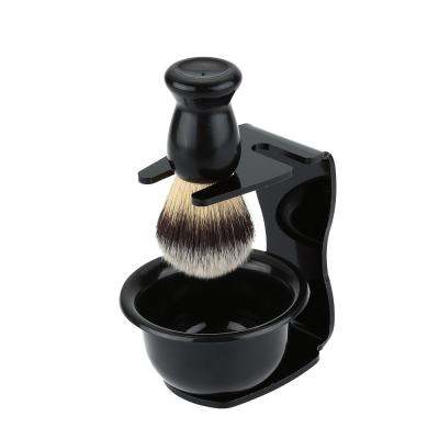 China Shaving Brush Traditional Men's Grooming Shaving Tools Black Shave Bowl Shaving Holder Brush Set for sale