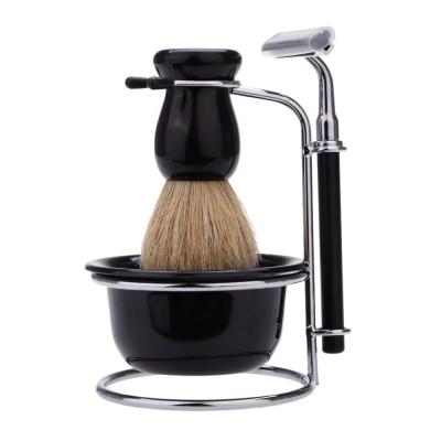 China Shaving Brush Cleaning Tool Kit Manual 5 Pcs Men Beard Shaver Brush Bowl Holding Disposable Razor Shaving Set for sale