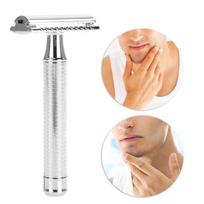 China Single Edge Fast Shipping Mens Double Edge Blade Safety Stainless Silver Brass Shaving Razor for sale