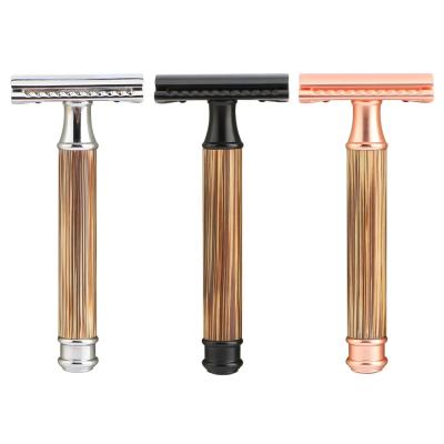 China Eco Double Handle Single Blade Vintage Natural Bamboo Edge Long Safety Razor For Women Men for sale