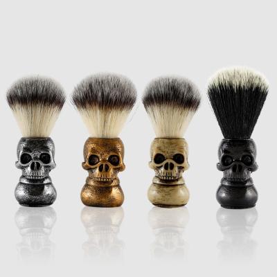 China Shaving Brush Soft Synthetic Head Barber Salon Beard Shaving Brushes Hair Resin Skull For Men for sale