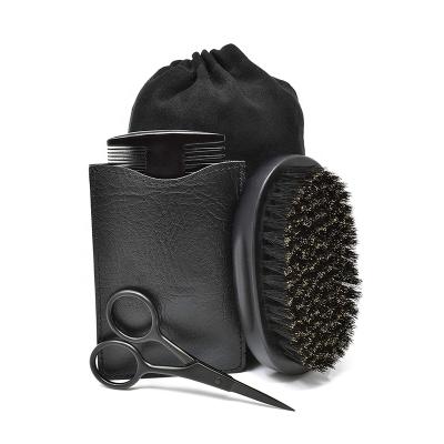 China Hot Selling Home Men's Amazon Salon Black Beard 360 Wave Brush Kit Beard Comb Wood Brush Kit for sale