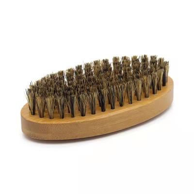 China Wholesale Custom Men's Personal Care Logo Beard Brush Boar Bristle Sweep Brush Portable Wooden Beard Care for sale