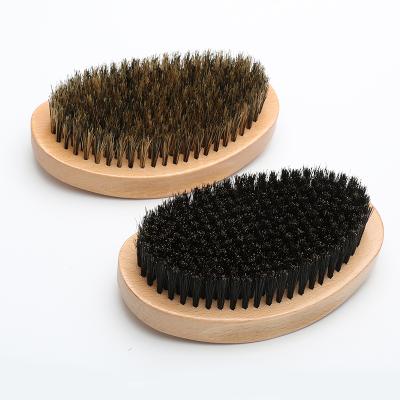 China Premium Soft Semi-Hard Palm Wave Hair Brush Nature Beech Wood Shaving Brush Men's Soft Semi-Hard Wave Brush For Men 360 for sale