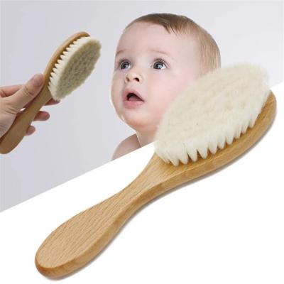 China New Baby Wool Care Baby Brush Hair Comb Waterproof Pure Natural Soft Wood Infant Comb Head Massager Brush for sale