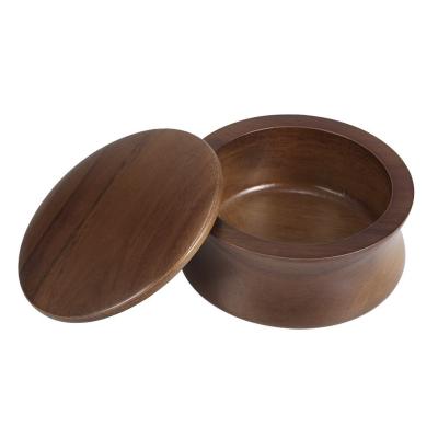 China Beard shaving original handmade antique maple wooden shaving soap bowl with lid for sale