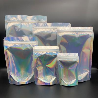 China High Quality Holographic Mylar Lock Zipper Recyclable Stand Side Clear Reusable Pouches For Clothing Underwear Packaging for sale