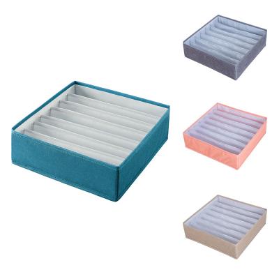 China New Wardrobe Cloth Craft Underwear Storage Box Bra Storage Box Panties Bangs Grid Organizer Storage Box for sale