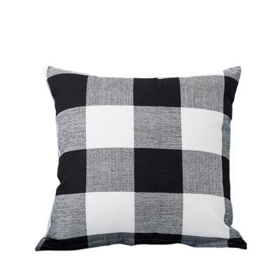 China Anti-pilling Amazon for black and white plaid pillow cushion cover source maker canvas one piece simplicityinsClassic dropshipping for sale