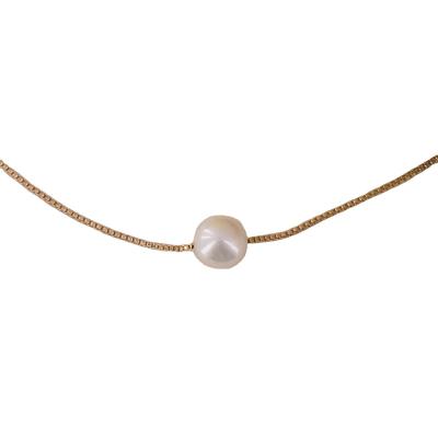 China 2022 New Europe and America Personality Pearl Chain Wholesale Korean Simple 14K Gold Plated Necklace Women's Jewelry for sale