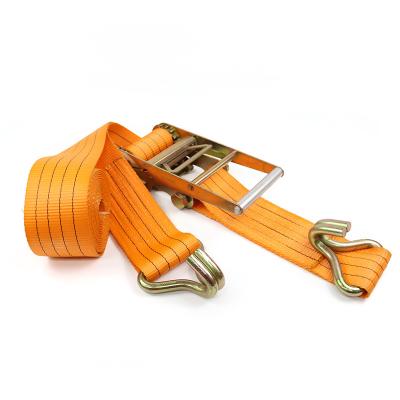 China Lashing Cargo Lashing Strap 50mm 4000kg Yellow Ratchet Tie Down Lashing Ratchet Straps For Cargo Hauling for sale