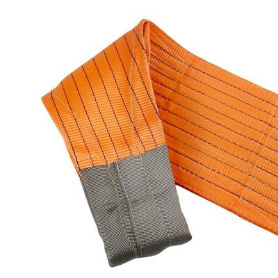 China Lifting Goods Polyester PE Webbing Sling Cargo Launches Orange Color Webbing Flat Sling for sale