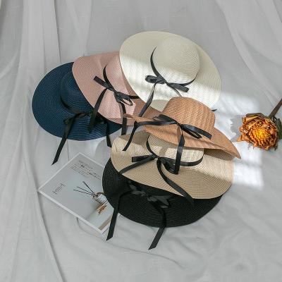 China Fashion To Keep Straw Hats Summer Beach Uv Wide Brim Sun Hat New Arrival Hot Women Fashion Sun Hat With Ribbons Decorate for sale