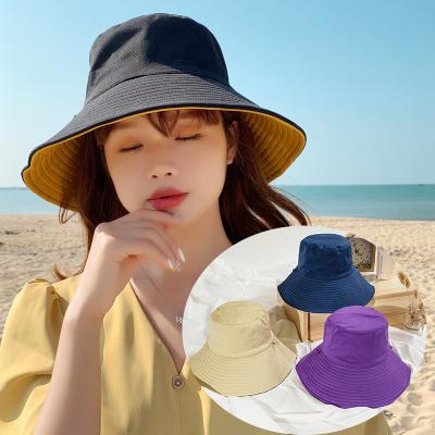 China Wholesale Sunscreen Solid Color Double Sided Fisherman Hat Outdoor Travel Wide Brim Bucket Hat For Unisex for sale