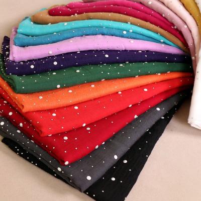 China Fashion To Keep Pearl Hot Cotton Solid Color Scarf Solid Color Porcelain Sequins Sale Canvas Shawl Shawl for sale