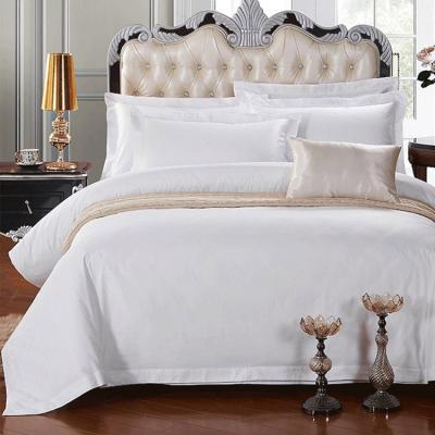 China Nondisposable Natural White Satin 400 Thread 100%cotton Strip 5 Star Hotel Bed Set Bed Linen for sale