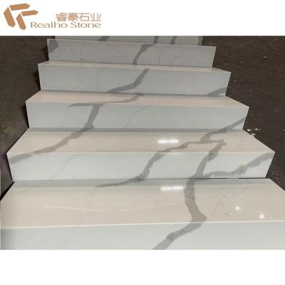 China Design Calacatta White Quartz Indoor Stairs Tread for sale