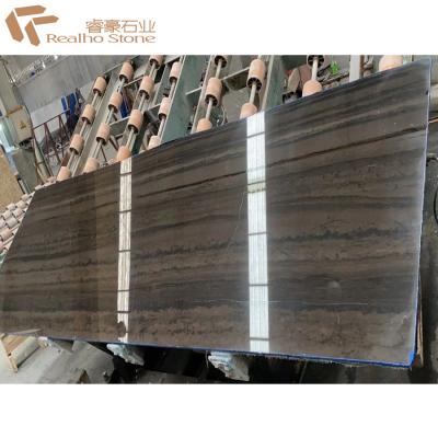 China Factory Price Dark Chocolate Brown Wood Grain Marble Floor Tile for sale