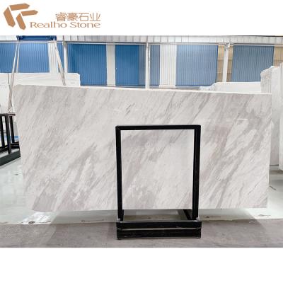 China New Volakas storm white marble slab with nice veins polished available for sale