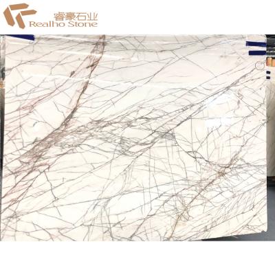 China Silk White marble slab of 1.8 cm thick polished natural stone for sale