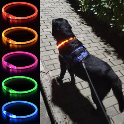 China Stored USB Rechargeable Waterproof Led Flashing Dog Collar Night Safety Led Dog Collar for sale