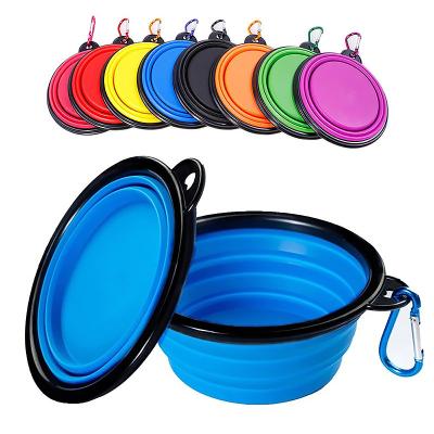 China Travel Viable Portable Silicone Sublimation Amazon Hit Collapsible Food Cat Pet Dog Bowl Feeder for sale