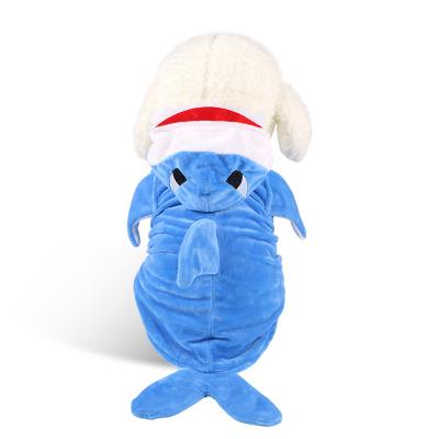 China Cute stocked christmas blue shark design dog clothes for little dog and cat for sale