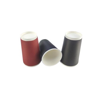 China Disposable Disposable black rippled paper cups for coffee tea and cold drinks for sale