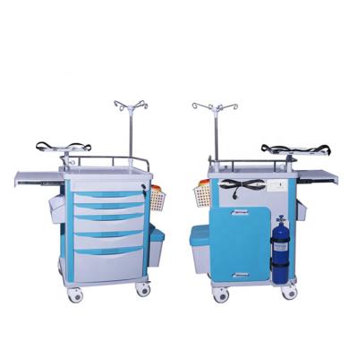 China Hospital BT-EY005 ABS Modern Emergency Plastic Resuscitation Trolley Mobile Medical Crash Trolley, Medicine Trolley 5 Drawers Wheels Price for sale