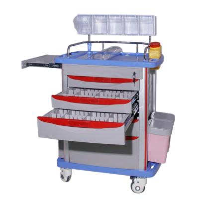 China BT-AY001B Factory Price Hospital Anesthesia 5 Drawers Stainless Steel Silent Handle Wheel Modern ABS Medical Anesthesia Cart for sale