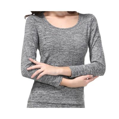 China Customized Ladies Comfortable Pure Color Round Neck Women Underwear Thermal Long Johns Breathable Thermal Sets for sale